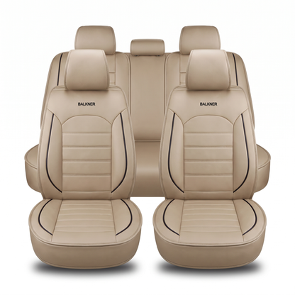 Husă universală luxoasă pentru scaune auto Balkner, piele ecologică, 9 piese – Bej