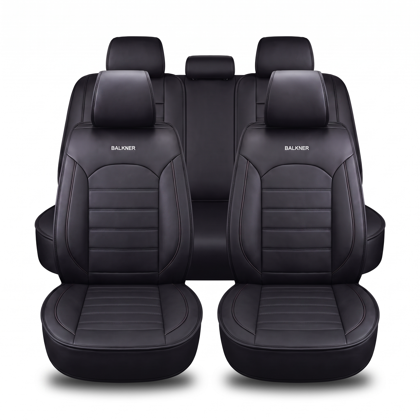 Husă universală de lux pentru scaune auto Balkner, piele ecologică, 9 piese – Neagră