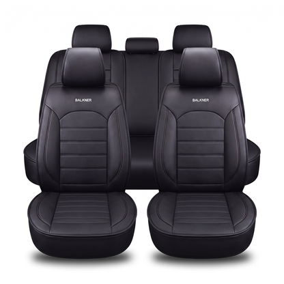 Husă universală de lux pentru scaune auto Balkner, piele ecologică, 9 piese – Neagră