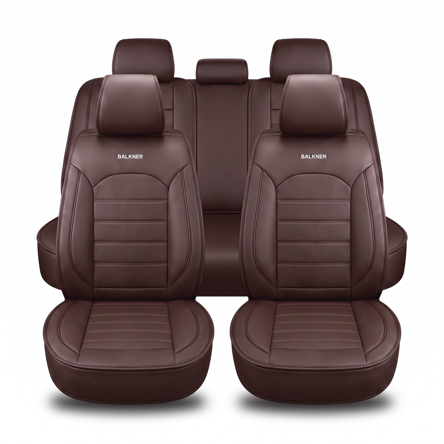 Husă universală luxoasă pentru scaune auto Balkner, piele ecologică, 9 piese – Maro