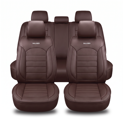 Husă universală luxoasă pentru scaune auto Balkner, piele ecologică, 9 piese – Maro