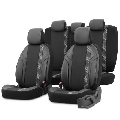 Set Tapițerie Horizon – Negru, Textil/Piele, pentru Scaune Față și Spate