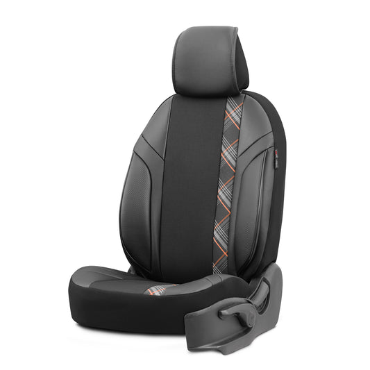 Set Tapițerie Horizon – Negru/Portocaliu, Textil/Piele, pentru Scaune Față și Spate