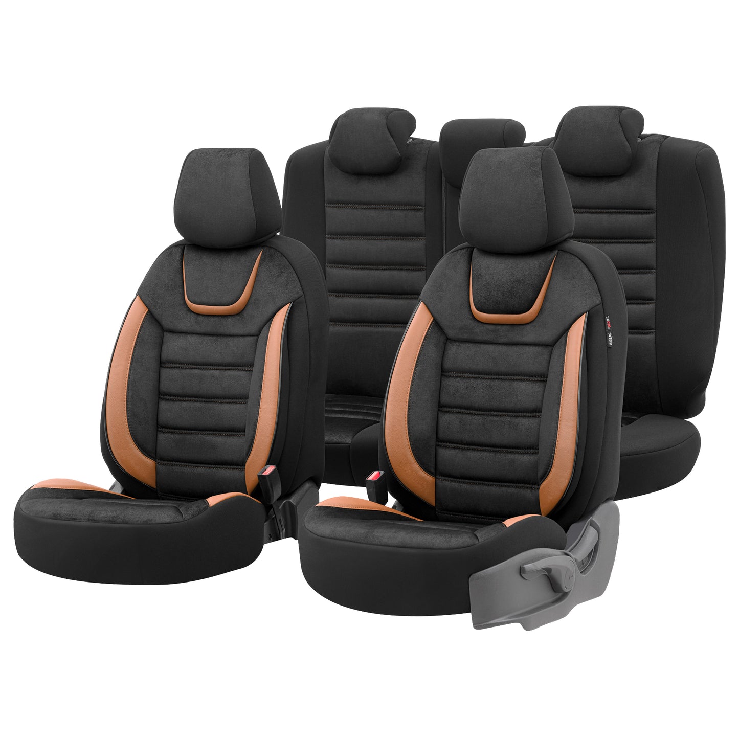 Set Tapițerie Iconic – Negru/Portocaliu, Textil, pentru Scaune Față și Spate