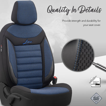 Set huse Line 1004 – Negru/albastru, material textil, pentru scaunele din față și din spate