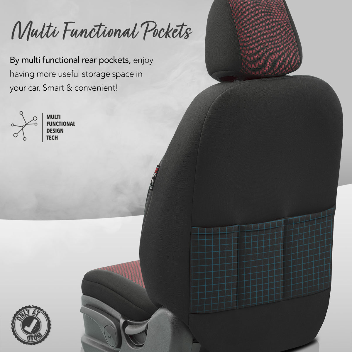 Set huse auto Line 1003 – Negru/bordo, material textil, pentru scaunele din față și din spate
