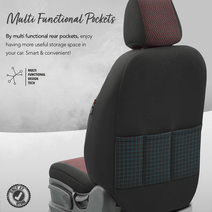 Set huse auto Line 1003 – Negru/bordo, material textil, pentru scaunele din față și din spate
