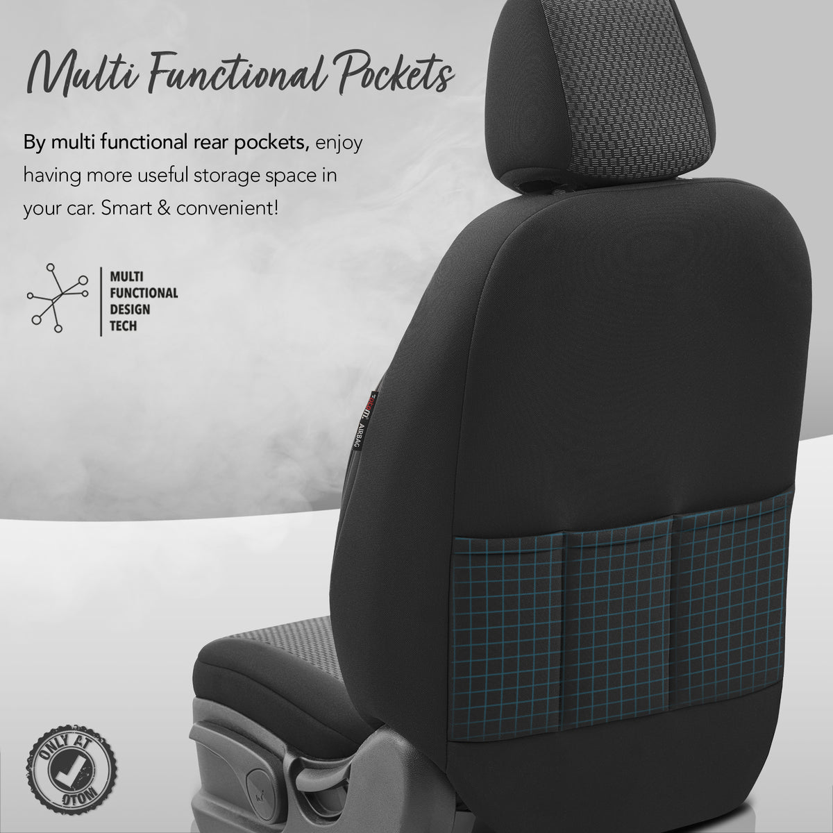 Set huse pentru scaune Line 1001 - negru/gri, material textil, pentru scaunele din față și din spate