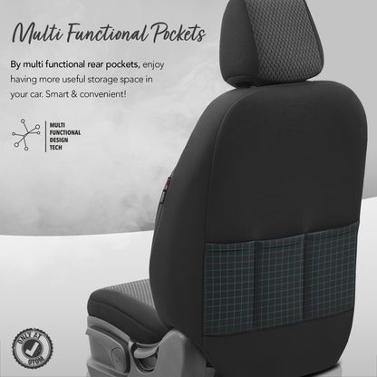 Set huse pentru scaune Line 1001 - negru/gri, material textil, pentru scaunele din față și din spate