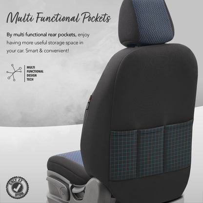 Set huse Line 1004 – Negru/albastru, material textil, pentru scaunele din față și din spate