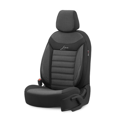 Set huse pentru scaune Line 1001 - negru/gri, material textil, pentru scaunele din față și din spate