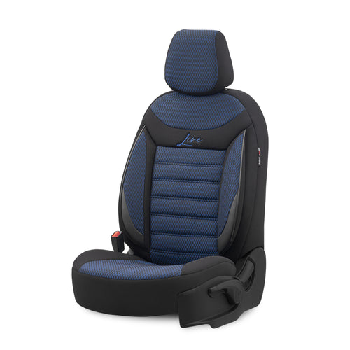 Set huse Line 1004 – Negru/albastru, material textil, pentru scaunele din față și din spate