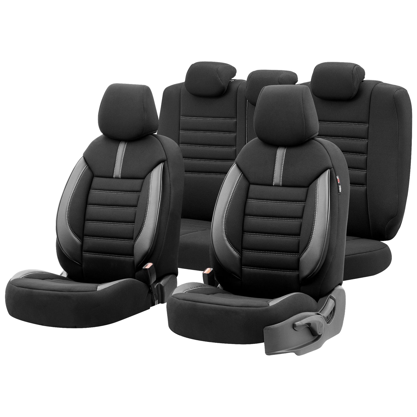 Set Tapițerie Limited – Negru cu Cusătură Gri, Textil, pentru Scaune Față și Spate
