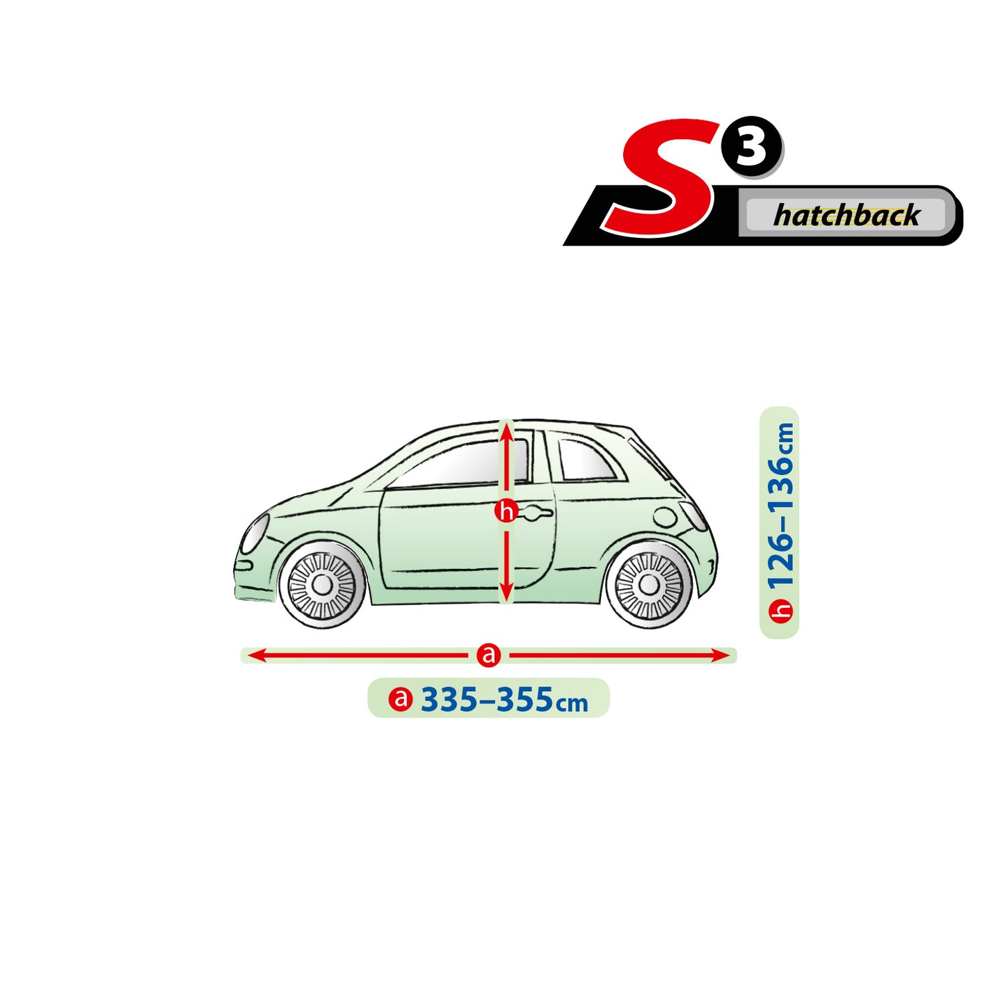 Husă pentru mașină Kegel Mobile mărimea S3 gri pentru Hatchback 335-355 cm
