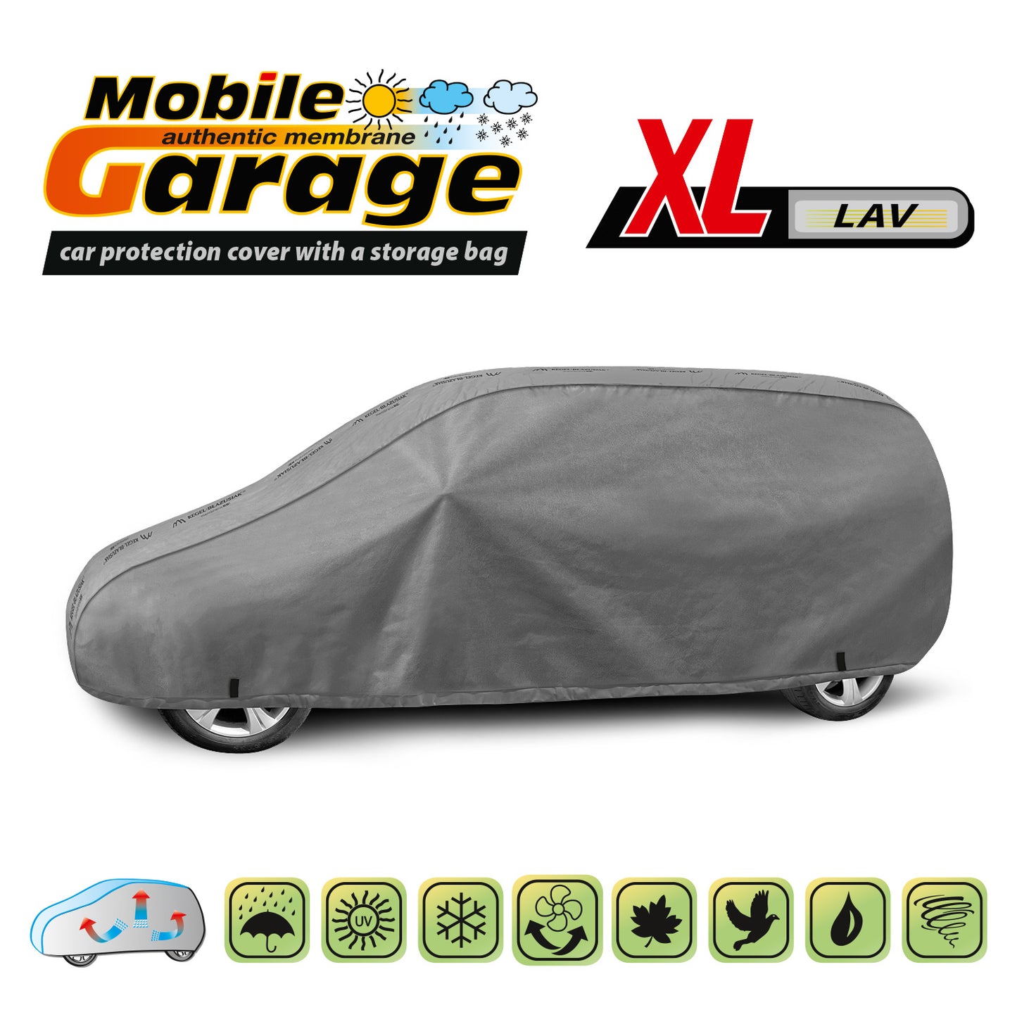 Husă pentru mașină Kegel Mobile mărimea XL gri pentru VAN 443-463 cm