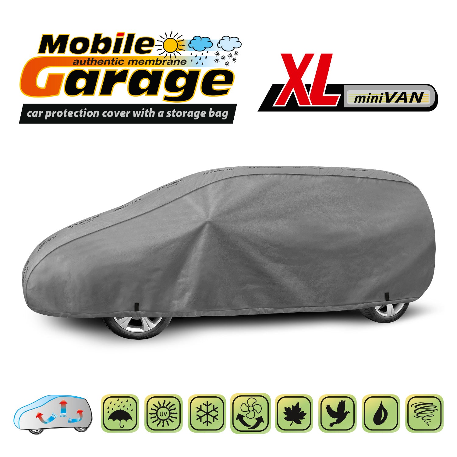 Husă pentru mașină Kegel Mobile mărimea XL gri pentru Minivan 450-485 cm