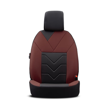 Set Tapițerie Lux Pangea – Piele ecologică, Negru/Bordo, pentru Scaune Față și Spate