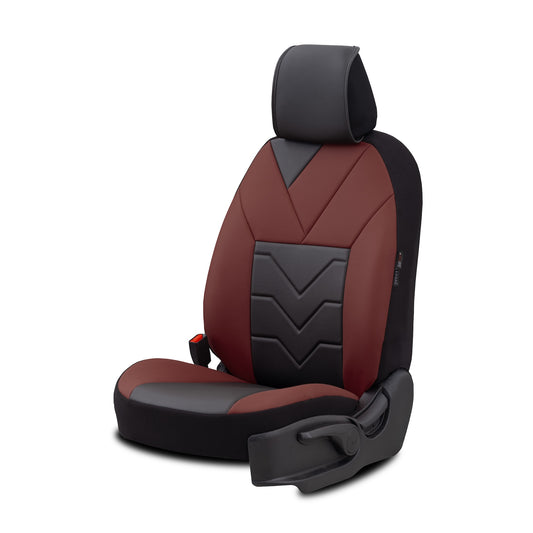 Set Tapițerie Lux Pangea – Piele ecologică, Negru/Bordo, pentru Scaune Față și Spate